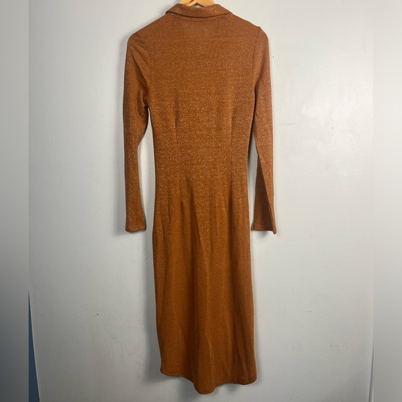 Suboo Revolve Asha Lurex Shirt Dress in Rust size medium midi sexy - Picture 8 of 9